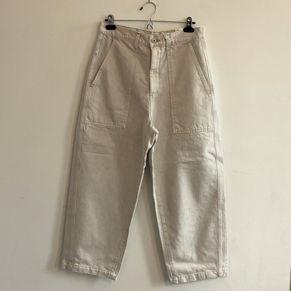 NEW AG Jeans Camille Utility Barrel Leg Denim Jeans Size 28 Oatmeal Beige - Picture 5 of 10